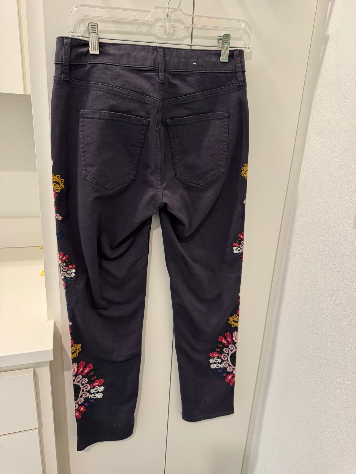 Embroidered Floral Dark Denim Jeans