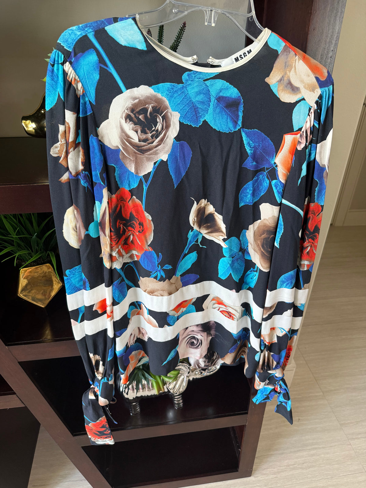 MSGM Floral Print Long Sleeve Blouse