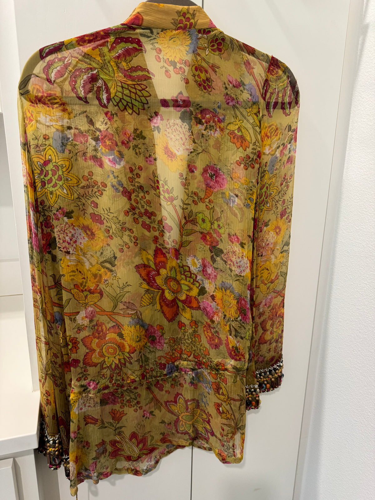 Monique Leshman Floral Beaded Tunic Blouse