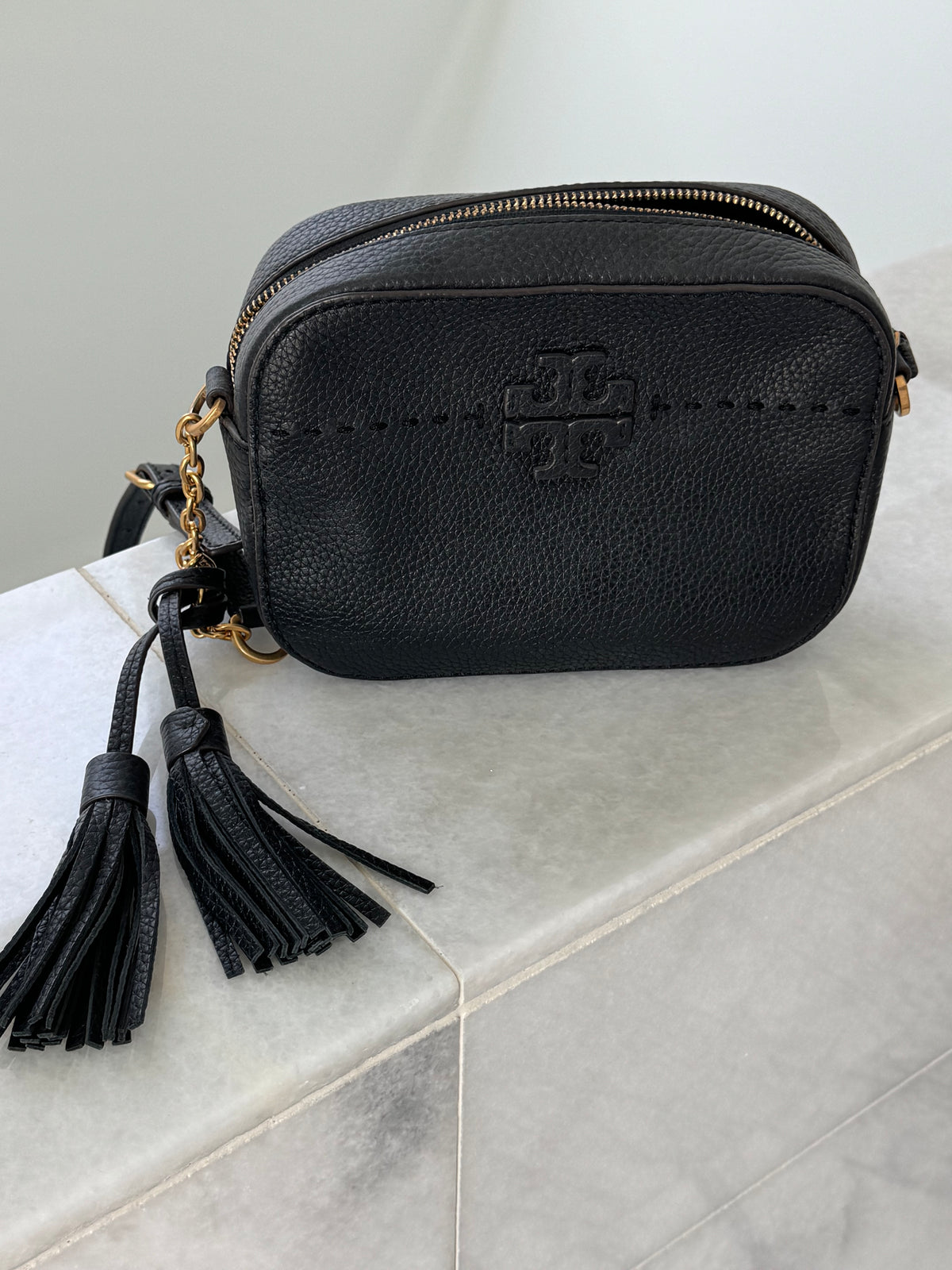 Tory Burch Black Leather Camera Bag
