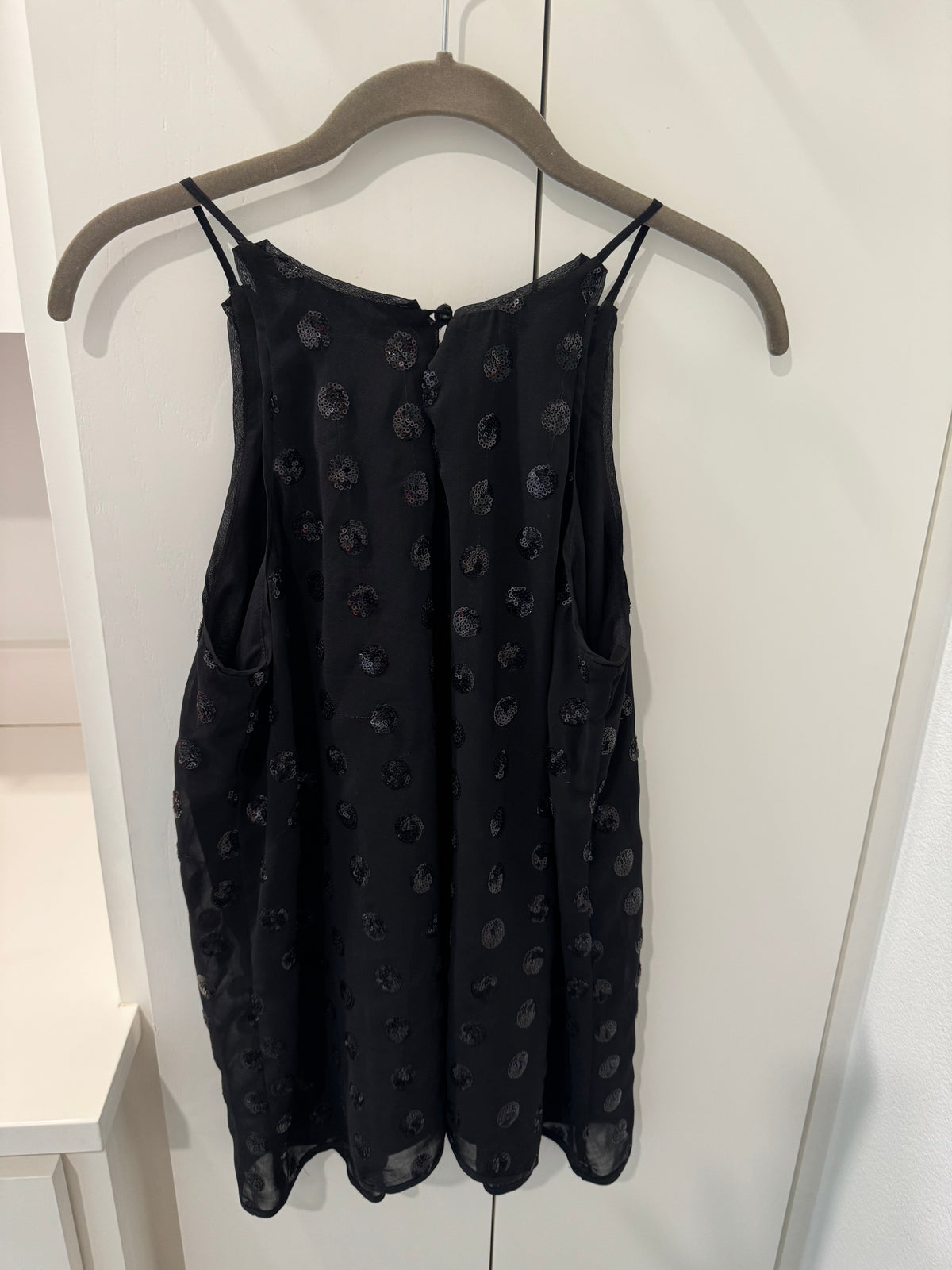Milly Black Sequin Polka Dot Tank