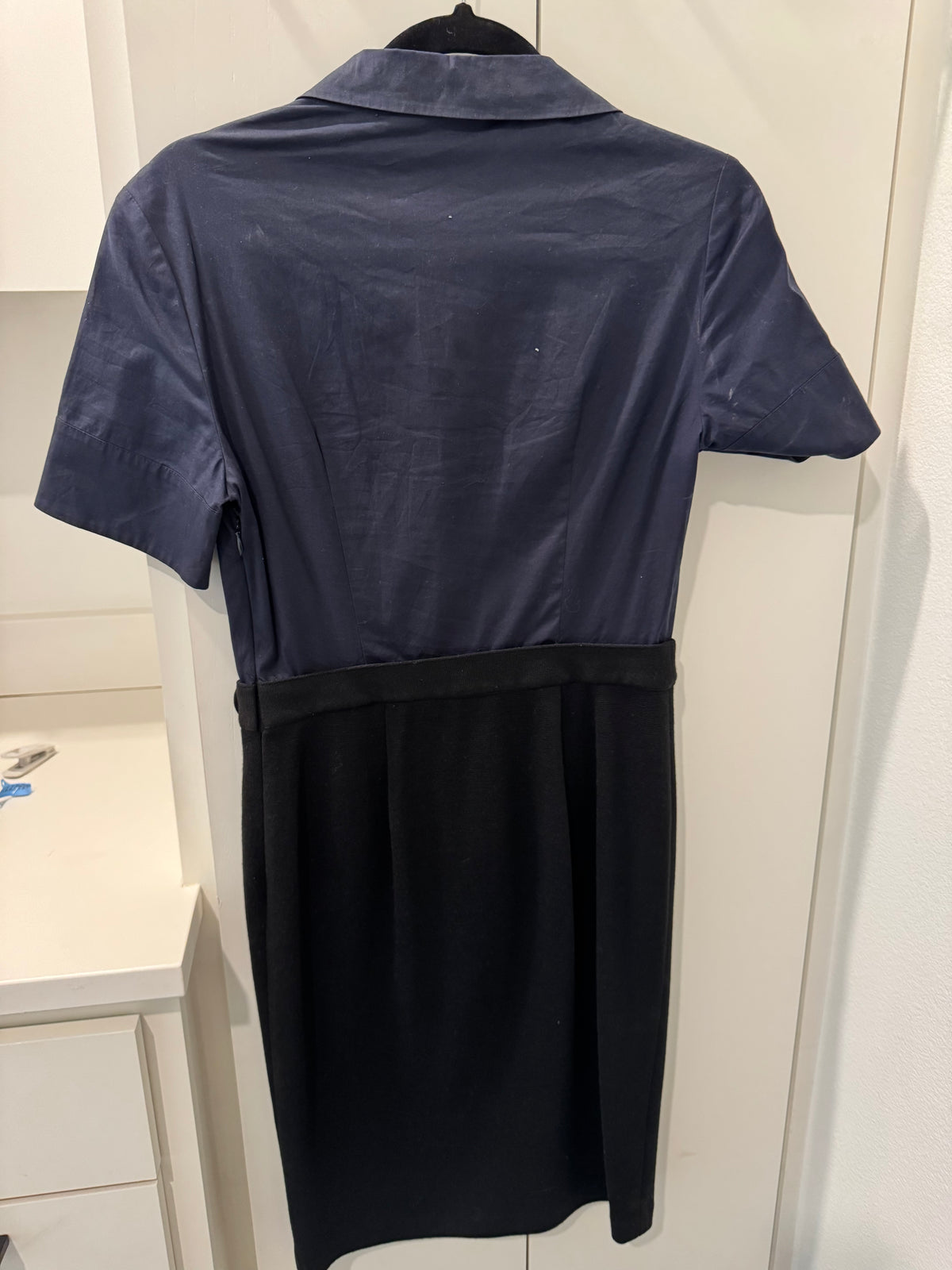 Tory Burch Navy Color Block Shirt Dress