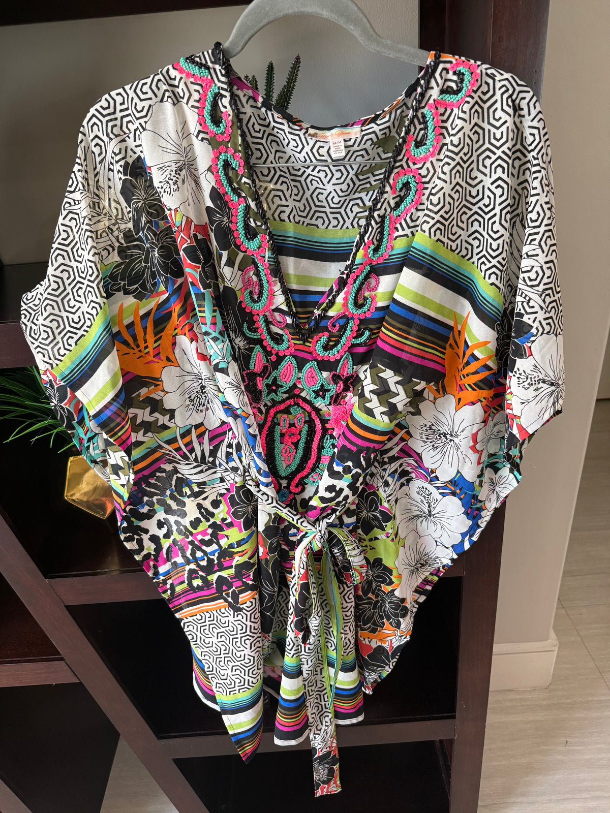 Rise & Bloom Mixed Pattern Tunic Blouse
