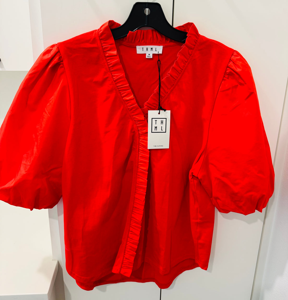 THML Red Puff Sleeve Blouse