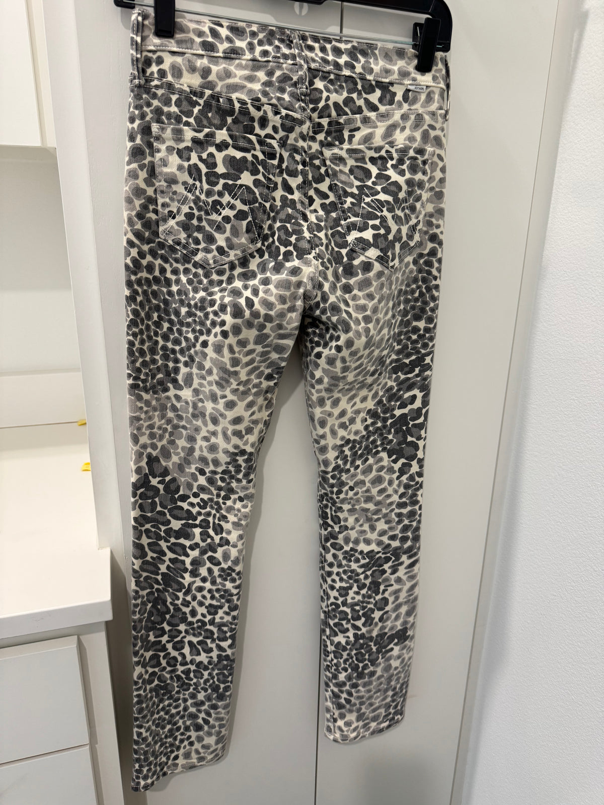 Mother Leopard Print Straight Leg Jeans
