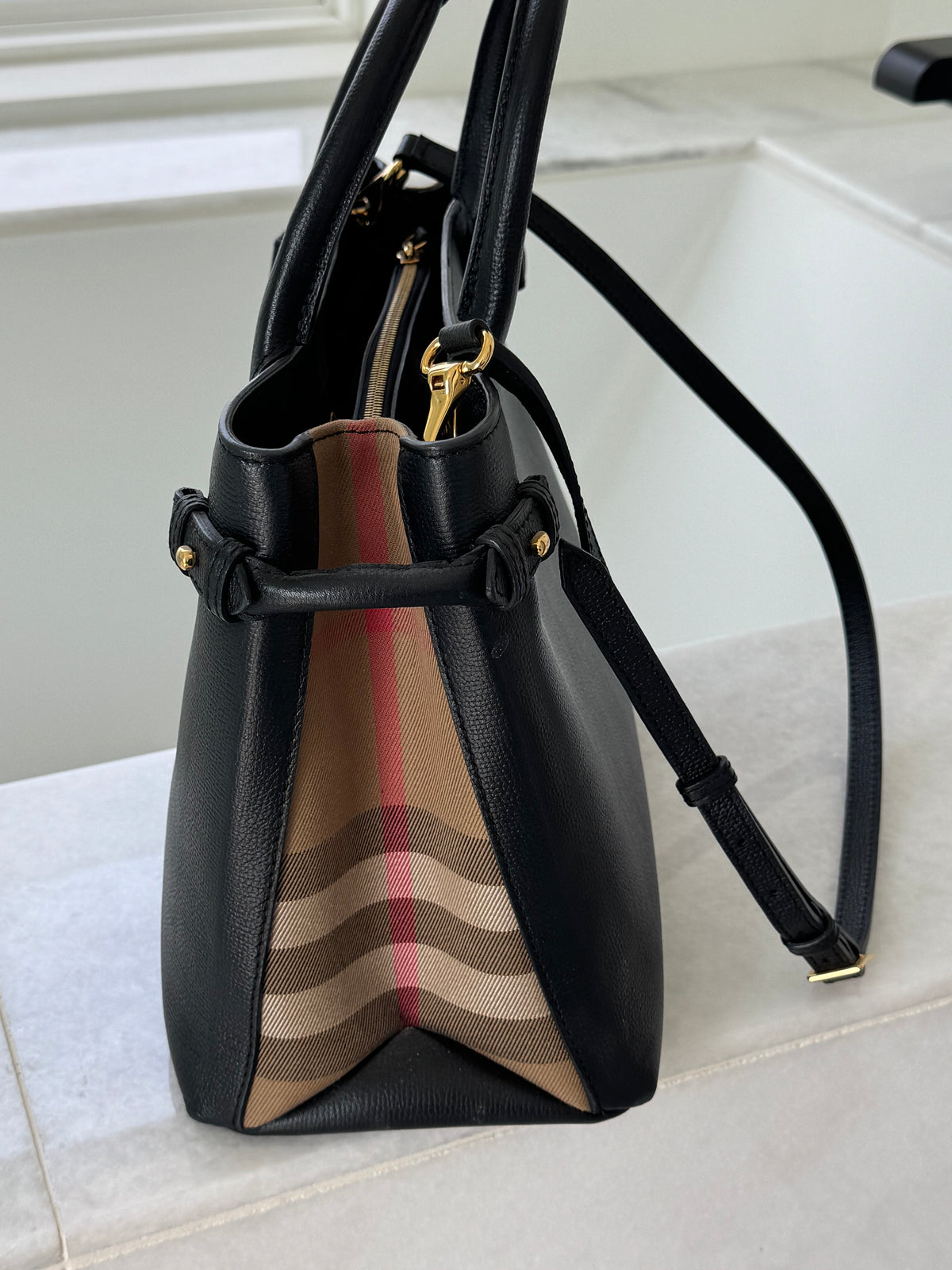 Burberry Black Leather Tote Handbag