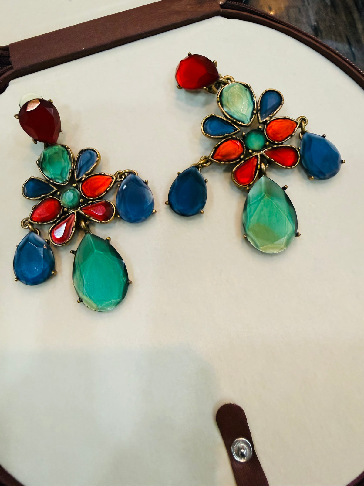 Oscar de la Renta Colorful Gemstone Statement Earrings