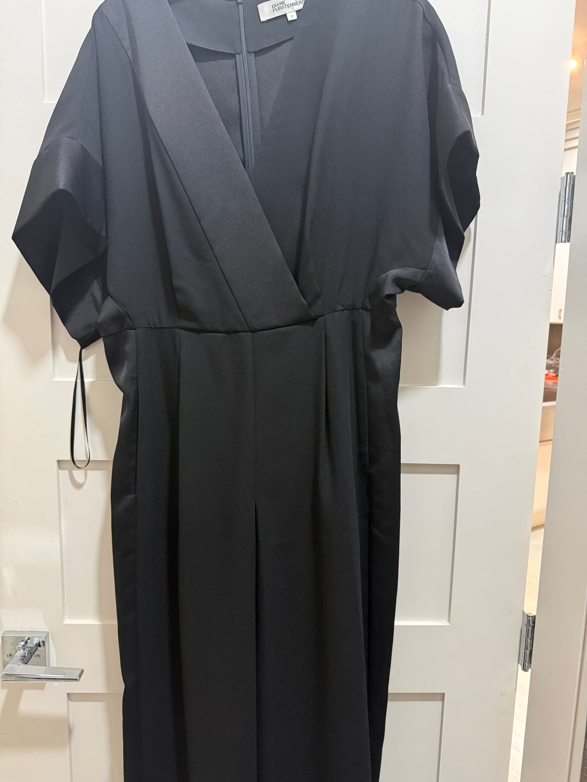 Diane von Furstenberg Black Wrap Palazzo Pant Suit Batwing Sleeves