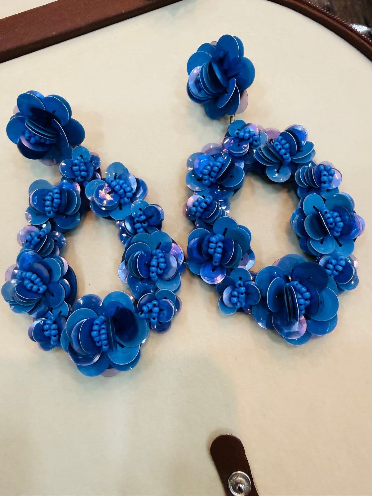 Blue Flower Statement Earrings