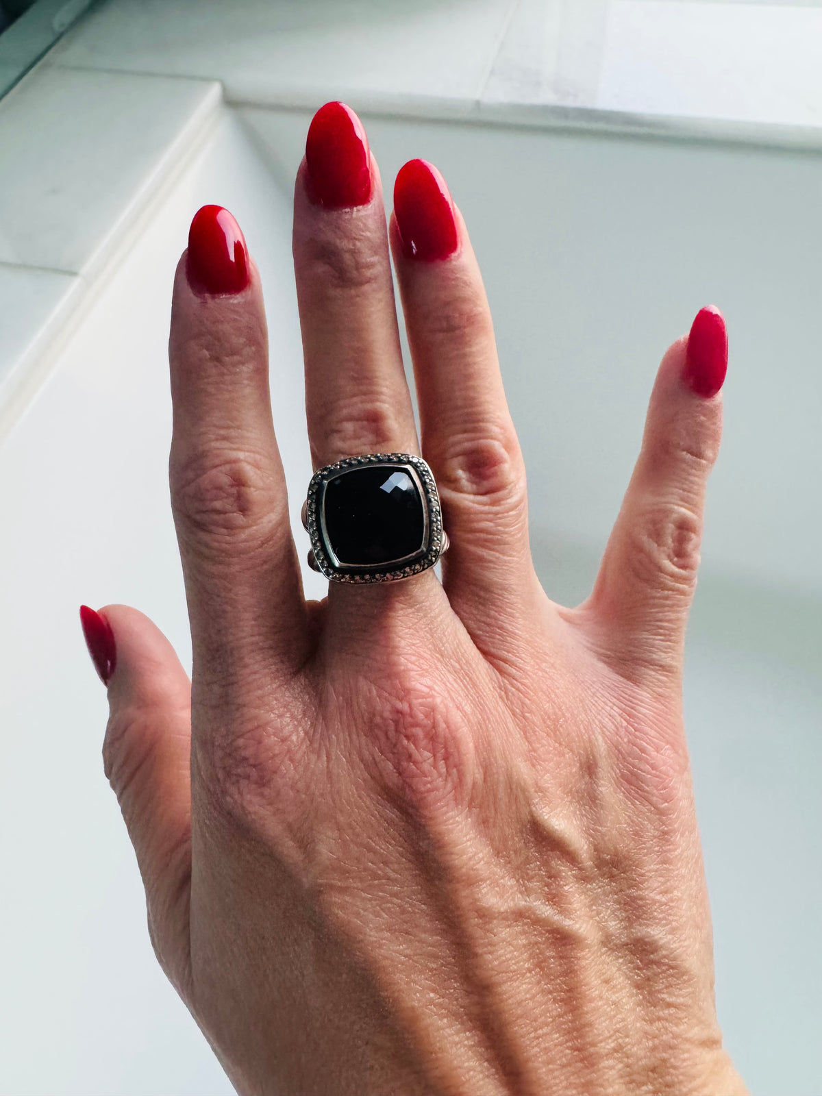 David Yurman Black Onyx Cushion Statement Ring