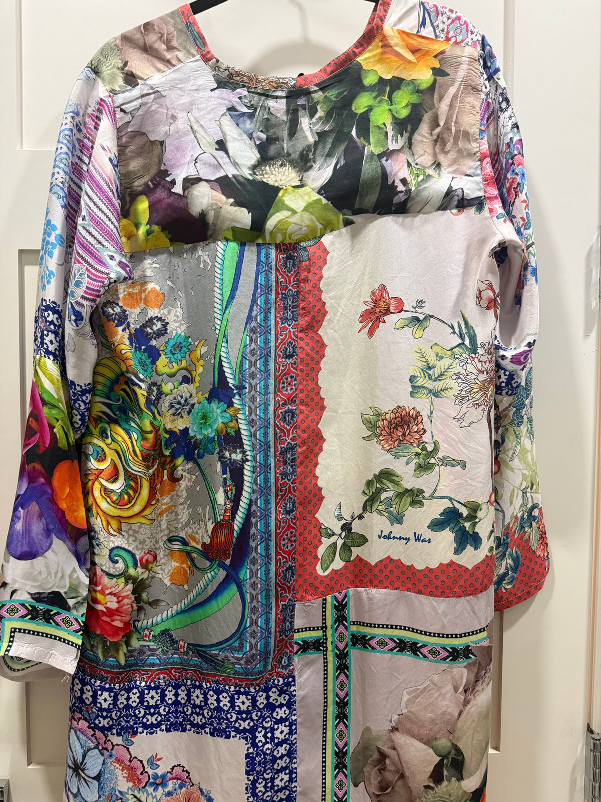 Johnny Was Multicolor Floral Patchwork Blouse