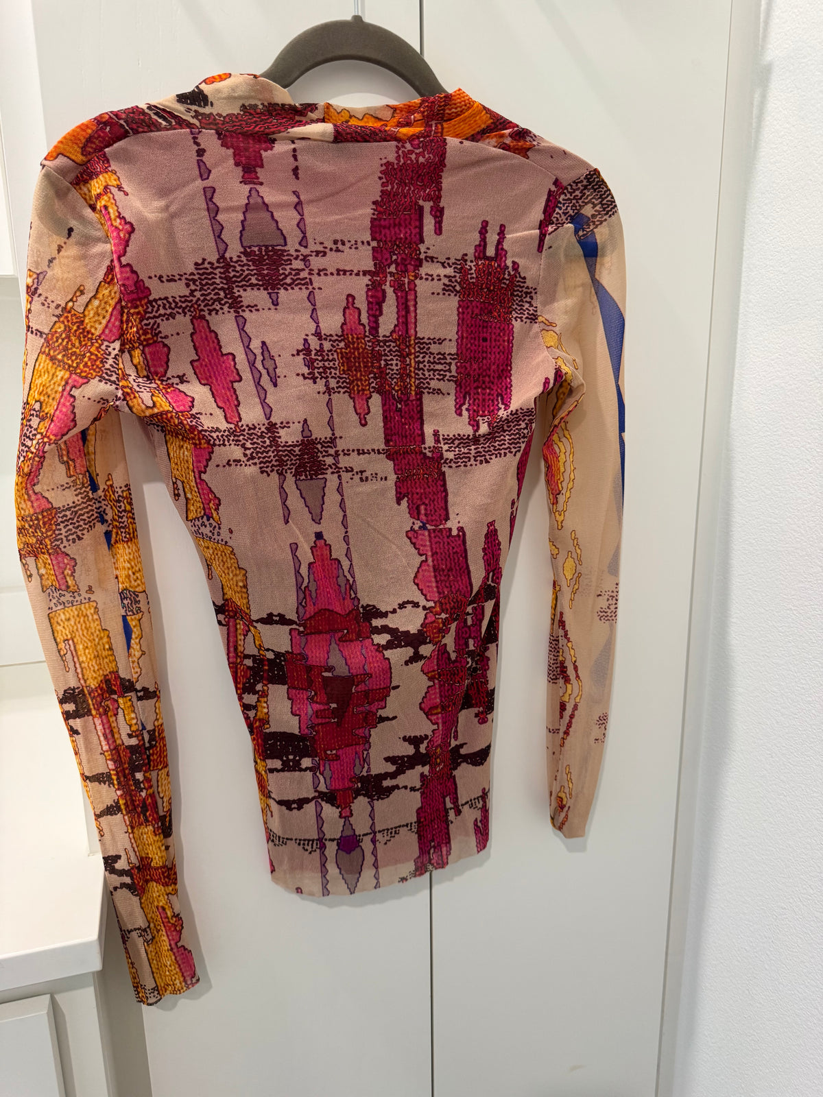 Fuzzi Colorblock Wrap Long Sleeve Blouse