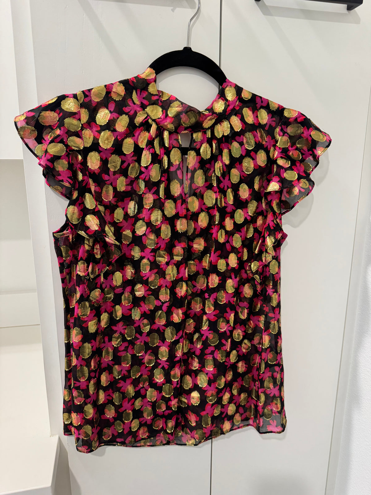 Milly Floral Print Ruffle Sleeve Blouse