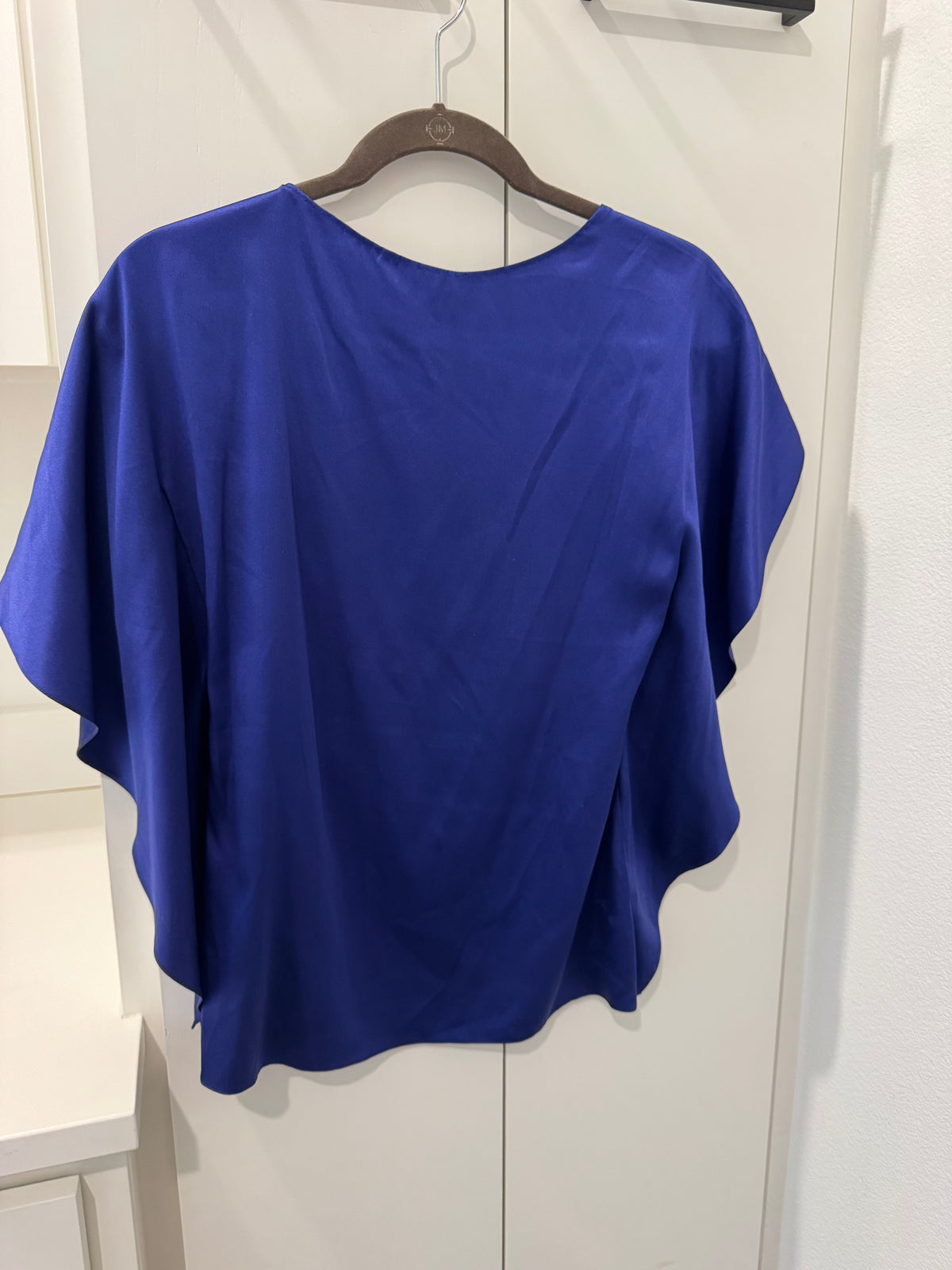 Tahari Royal Blue Draped Cape Blouse