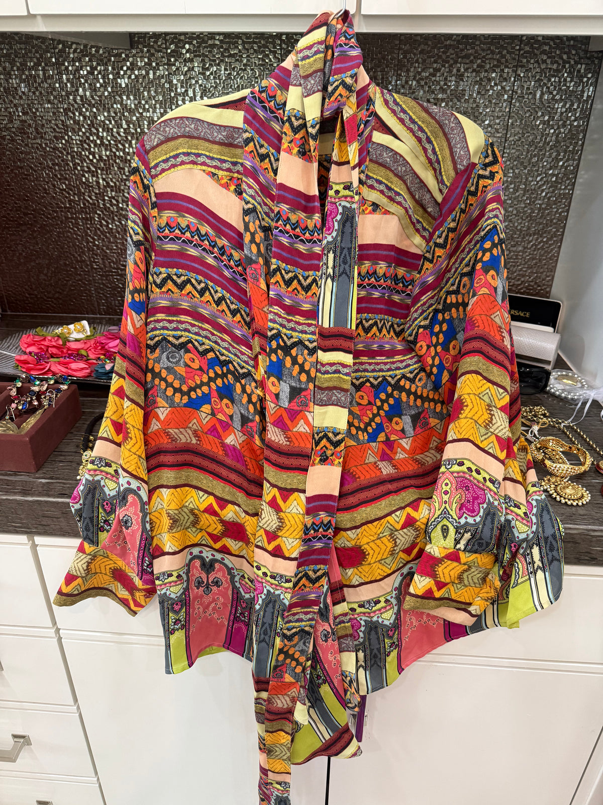 Etro Abstract Blouse with Tie