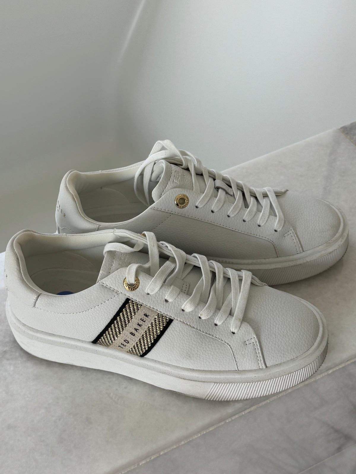 White Lace-Up Platform Sneakers