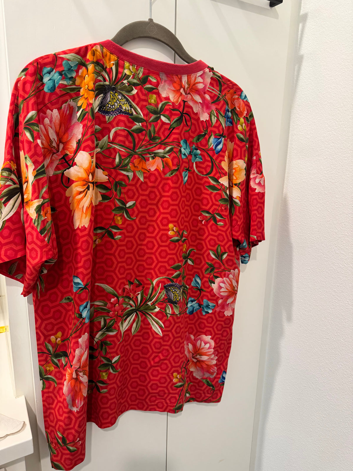 Johnny Was Floral Print Short Sleeve Blouse