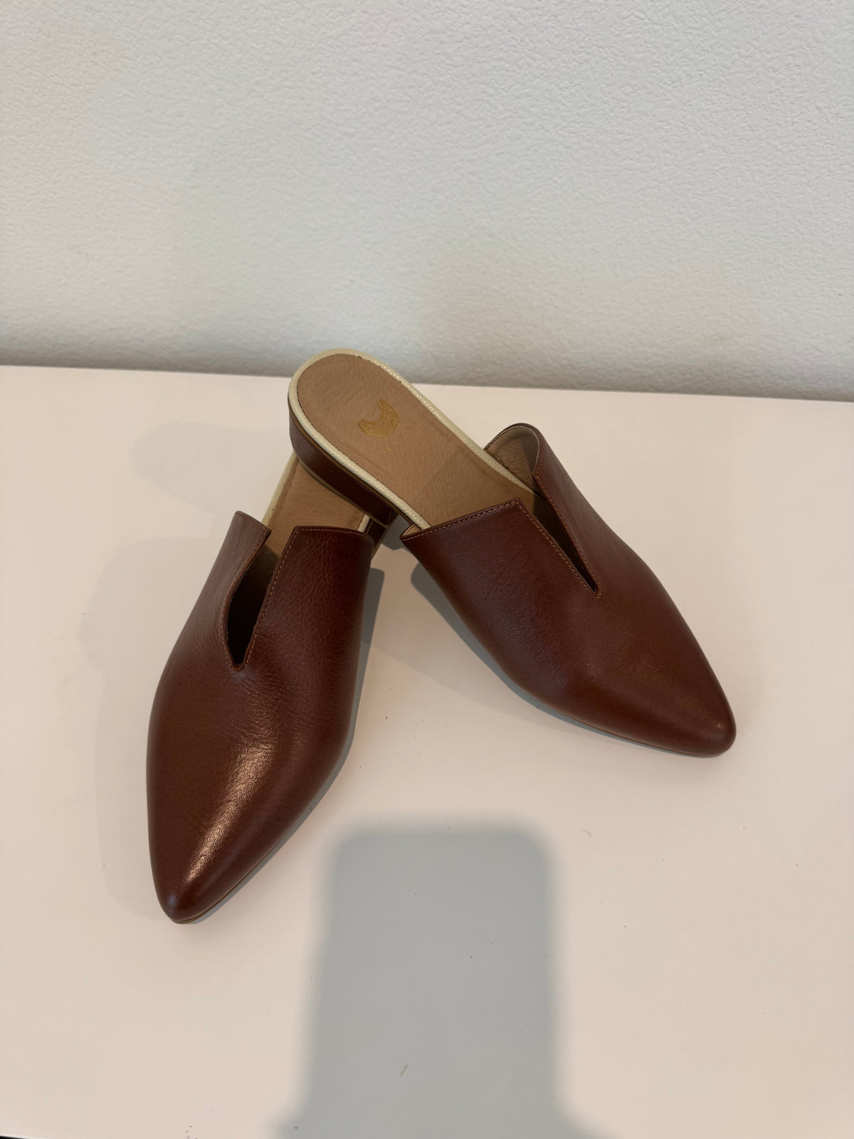 Stival Brown Leather Slip-On Mules