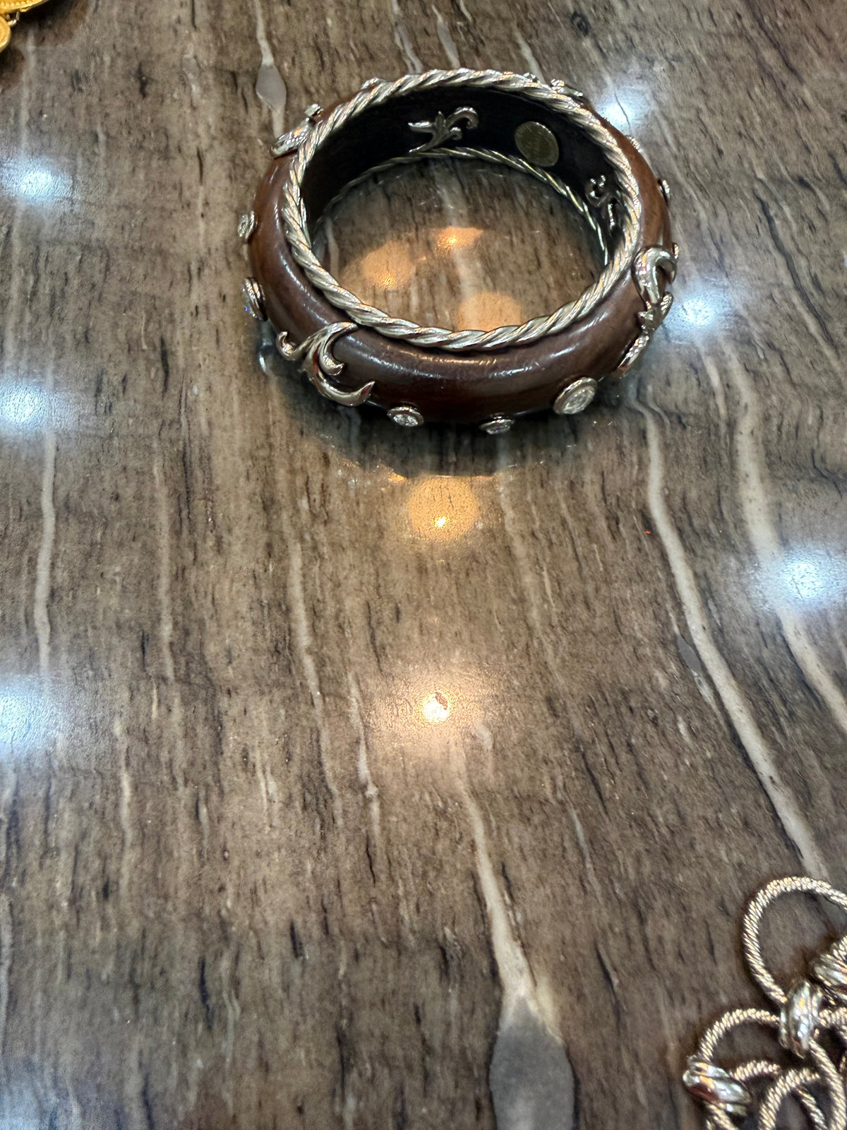 Dominique Aurientis Brown Leather Cuff Bracelet