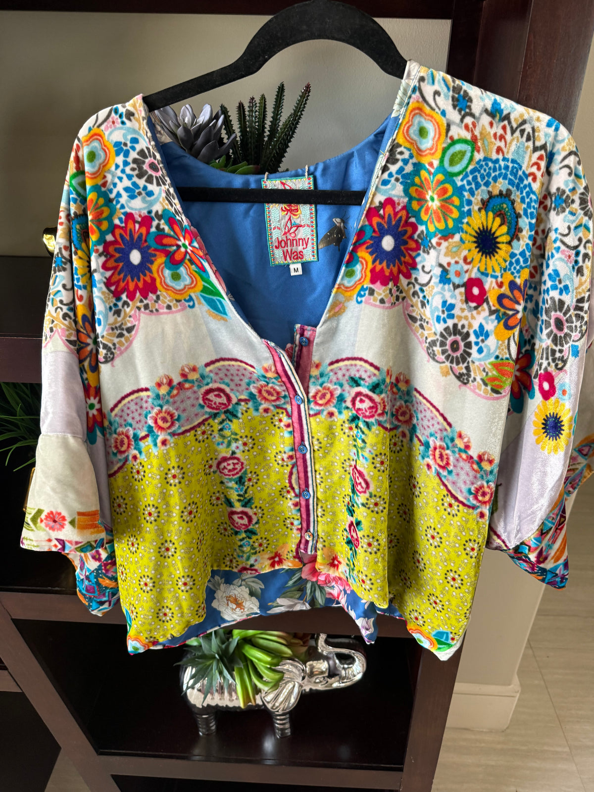 Johnny Was Colorful Floral Print Cardigan