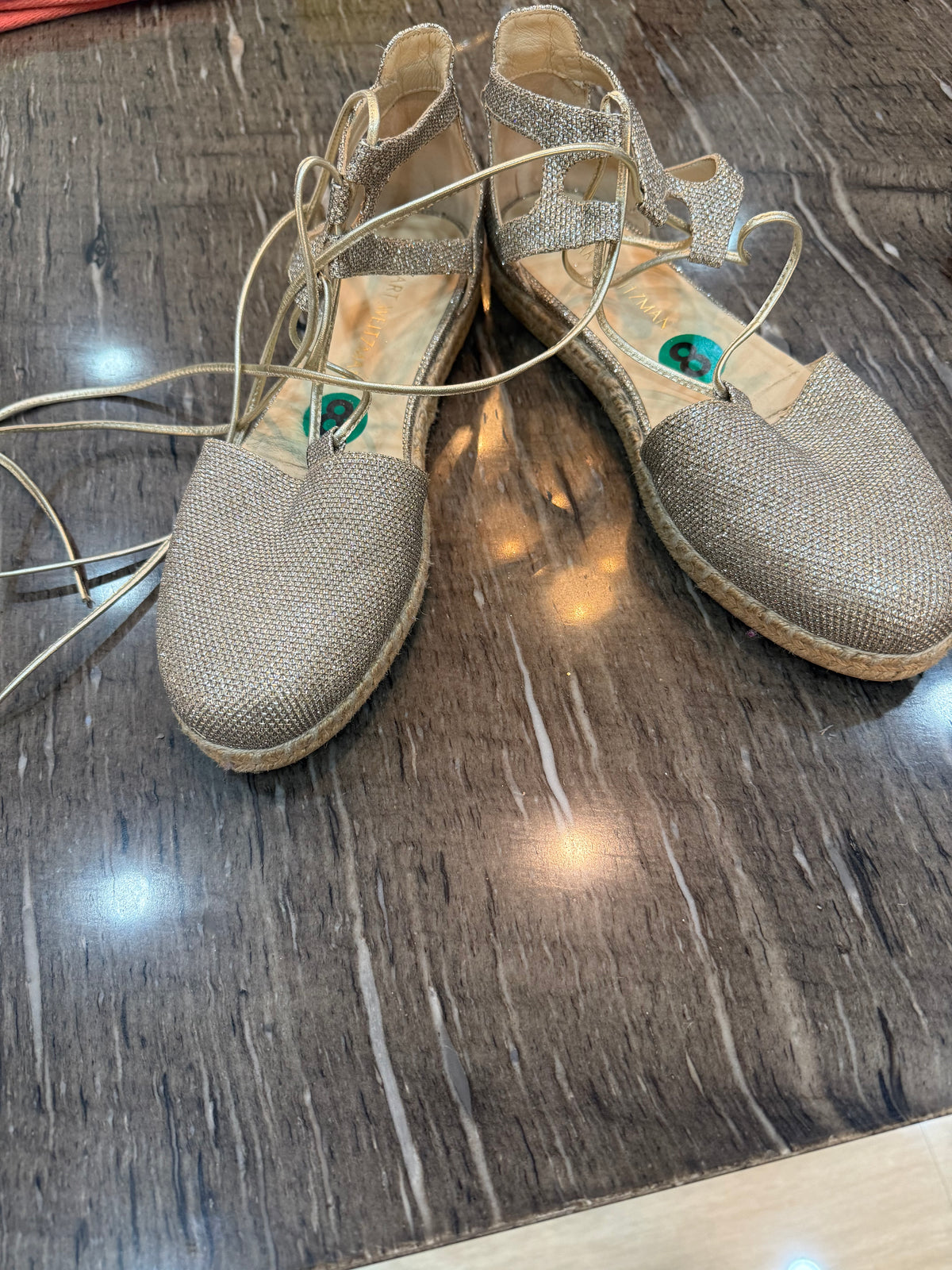 Stewart Weitzman Metallic Lace-Up Espadrille Booties