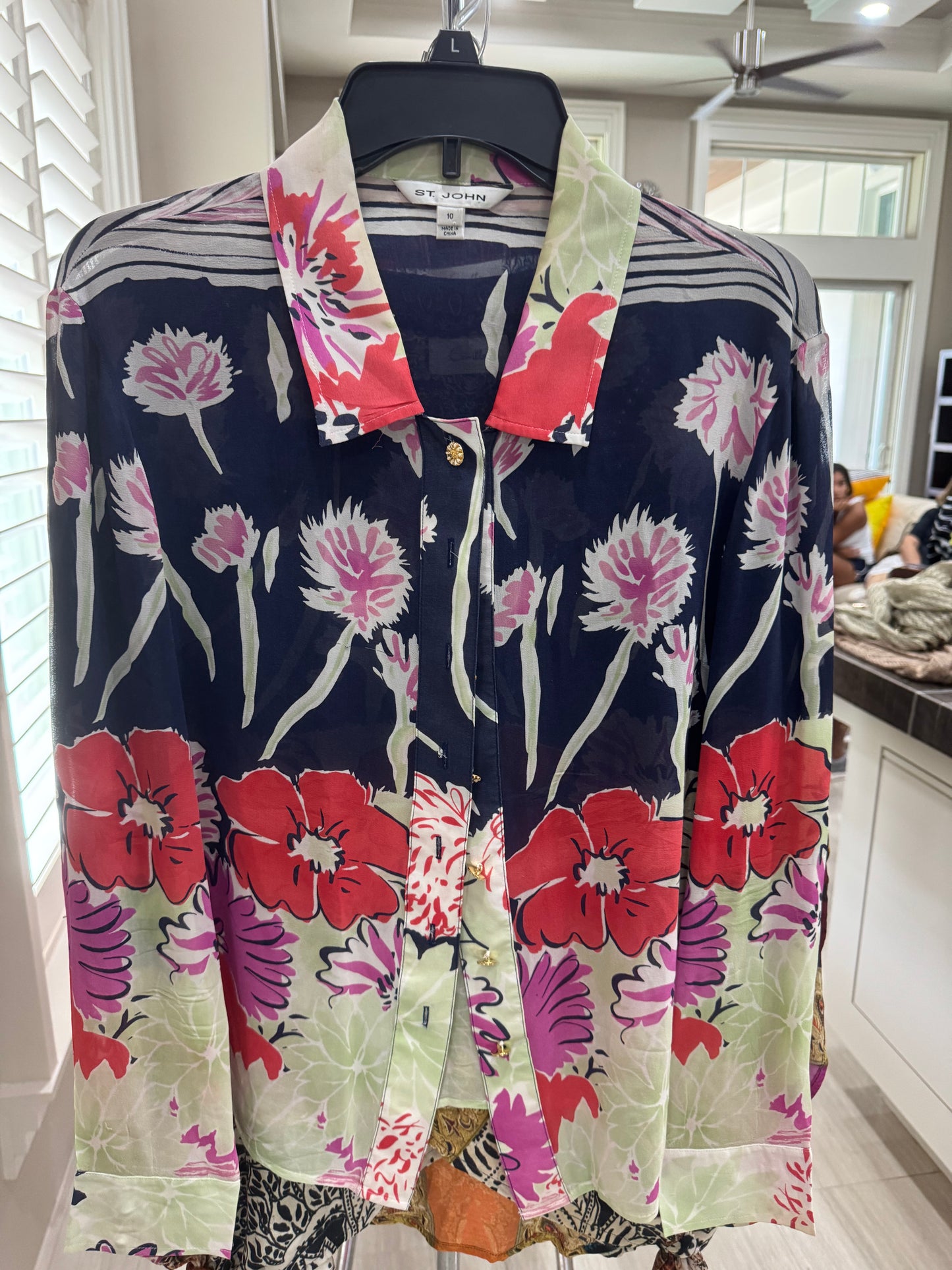 St. John Floral Print Blouse
