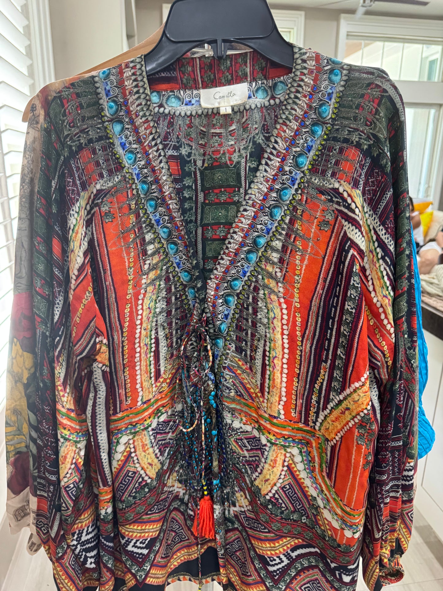 Camilla Multicolor Embellished Print Tunic
