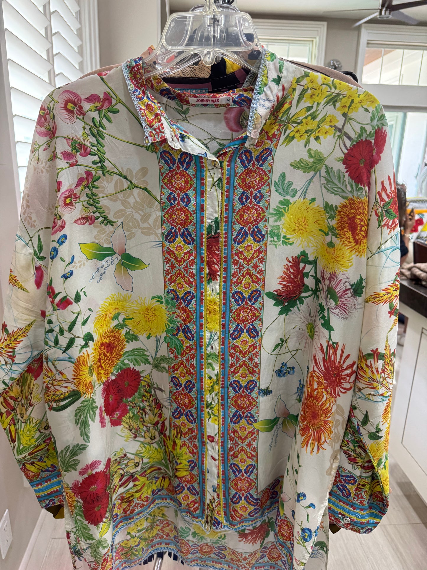 Johnny Was Floral Print Button Up Blouse