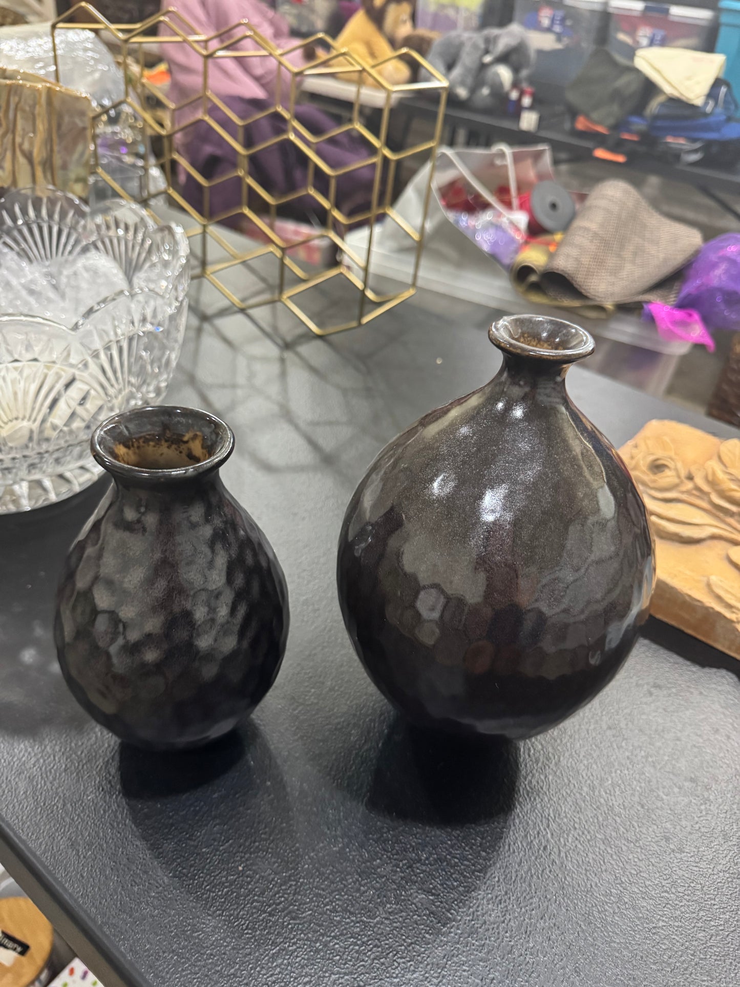 Black Ceramic Decorative Vases Set