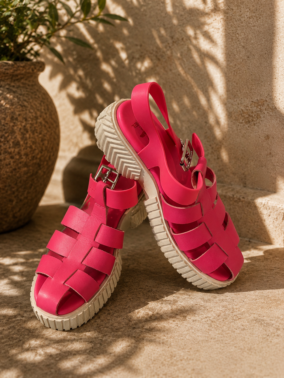 Sorel Pink Platform Buckle Sandals