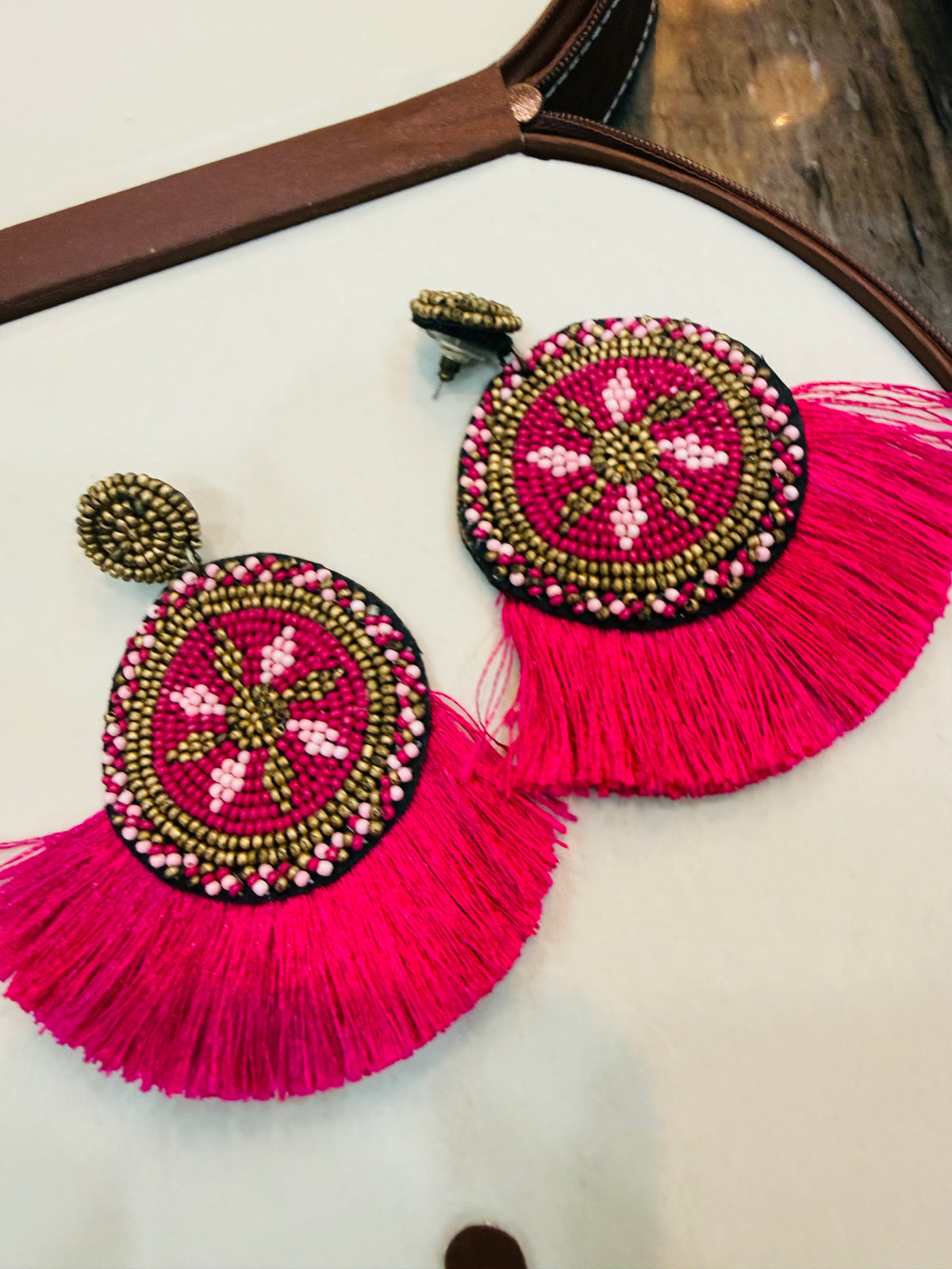 Beaded Fringe Chandelier Earrings