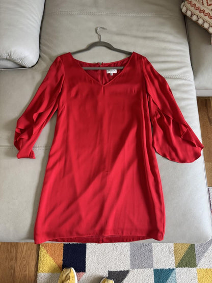 Milly Red dress with ruffle sleeves